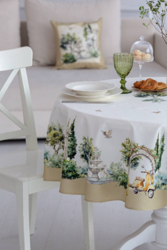 Круглая скатерть с итальянским пейзажем и пропиткой для стола Listelle 514702 - фото 3