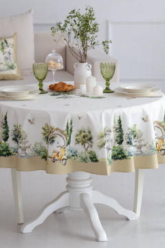 Круглая скатерть с итальянским пейзажем и пропиткой для стола Listelle 514702 - фото 2