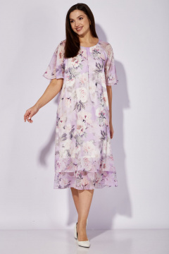 Платье трапециевидное из трикотажа и шифона TAiER 1212 цветы - фото 4