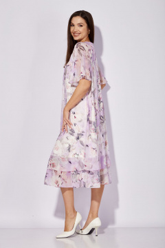 Платье трапециевидное из трикотажа и шифона TAiER 1212 цветы - фото 5