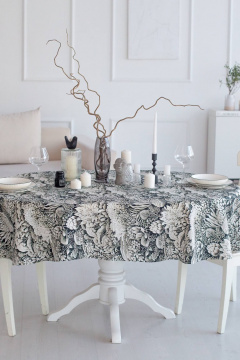 Овальная скатерть из хлопка с цветочным принтом и защитной пропиткой Listelle 514807 - фото 1