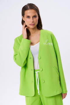 Брюки и кардиган из футера для демисезона KaVaRi 8018.3 салатовый - фото 4