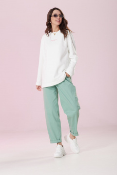 Брюки свободные бананы из хлопка MG Wear 4114 полынь - фото 1