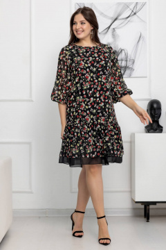 Шифоновое платье с цветочным принтом, воланами и брошью Gold Style 2608 - фото 5