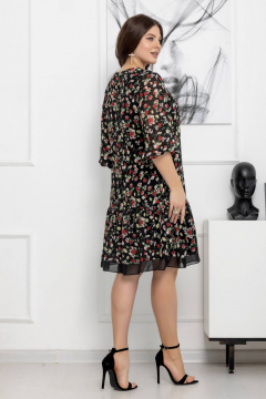 Шифоновое платье с цветочным принтом, воланами и брошью Gold Style 2608 - фото 3