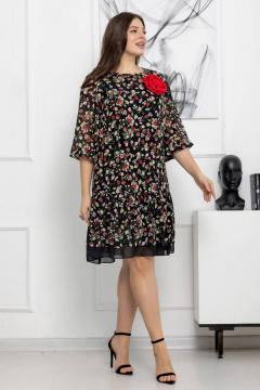 Шифоновое платье с цветочным принтом, воланами и брошью Gold Style 2608 - фото 2