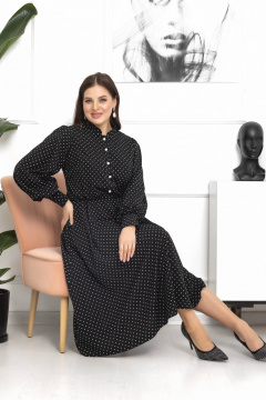 Платье с принтом в горошки, объемными рукавами и жемчужными пуговицами Gold Style 2607 - фото 4