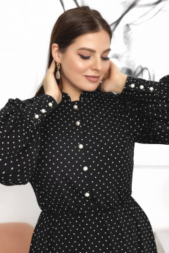 Платье с принтом в горошки, объемными рукавами и жемчужными пуговицами Gold Style 2607 - фото 2