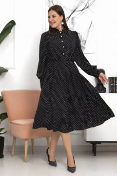 Платье с принтом в горошки, объемными рукавами и жемчужными пуговицами Gold Style 2607 - фото 1