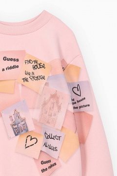Джемпер-свитшот из футера с декором и принтом Bell Bimbo 232059 св.розовый - фото 4