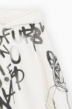 Худи с капюшоном из трикотажа и хлопка Bell Bimbo 232072 набивка/молоко - фото 4