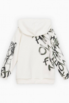 Худи с капюшоном из трикотажа и хлопка Bell Bimbo 232072 набивка/молоко - фото 3