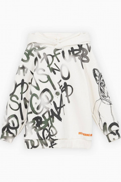 Худи с капюшоном из трикотажа и хлопка Bell Bimbo 232072 набивка/молоко - фото 2