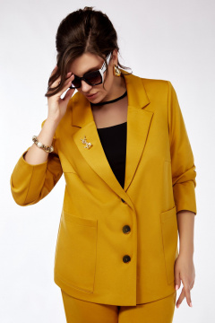 Двухкомплектный костюм из трикотажа с брюками и жакетом Grace for you 246 желтый - фото 5