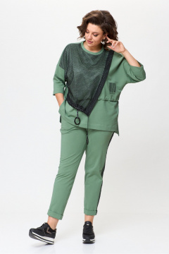 Зеленые брюки-бананы из текстиля с карманами Michel chic 1329/1 нефрит - фото 2