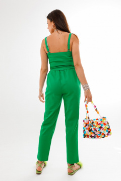 Зеленые летние брюки с эластичным поясом без застежки Anelli 518 зелень - фото 3