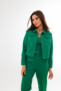 Летние брюки из хлопка с карманами и эластичным поясом Anelli 518 изумруд - фото 2