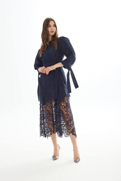 Платье из хлопковой тканной ришелье с подплечником и карманами Vesnaletto 3820-2 - фото 2