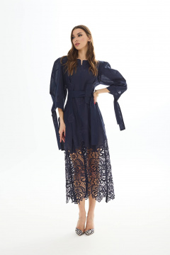 Платье из хлопковой тканной ришелье с подплечником и карманами Vesnaletto 3820-2 - фото 5