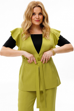 Брюки и жилет из костюмной ткани с женственными рельефами LaKona 11580 фисташковый - фото 5