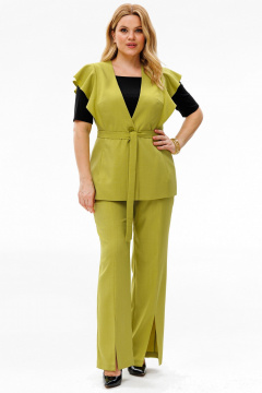 Брюки и жилет из костюмной ткани с женственными рельефами LaKona 11580 фисташковый - фото 4