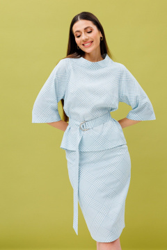 Блуза и юбка из вискозы на каждый день, голубая, прилегающий силуэт Ларс Стиль 888/1 - фото 2