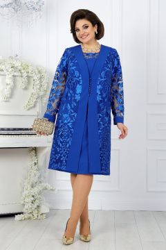 Кружевной вечерний костюм с платьем и кардиганом Ninele 5988 василек - фото 4