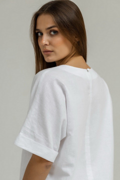 Белая блуза кимоно из льна с декоративными швами Atelero 1100Б белый - фото 5