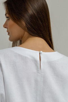 Белая блуза кимоно из льна с декоративными швами Atelero 1100Б белый - фото 4