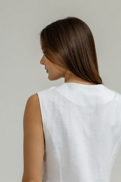 Белый летний комплект из льна с брюками и жилетом Atelero 1102Б белый - фото 5