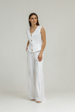 Белый летний комплект из льна с брюками и жилетом Atelero 1102Б белый - фото 2