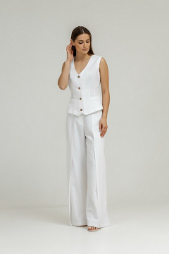 Белый летний комплект из льна с брюками и жилетом Atelero 1102Б белый - фото 1