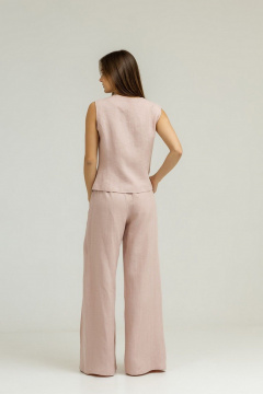Розовый комплект из льна с брюками-палаццо и жилетом Atelero 1102П пудровый - фото 2