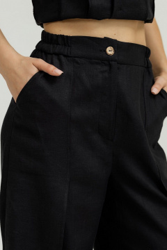 Черный комплект из льна с брюками палаццо и жилетом Atelero 1102Ч черный - фото 5
