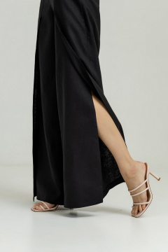 Черный комплект из льна с брюками палаццо и жилетом Atelero 1102Ч черный - фото 4