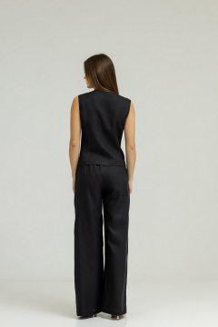 Черный комплект из льна с брюками палаццо и жилетом Atelero 1102Ч черный - фото 3