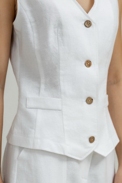 Белый жилет из льна с глубоким вырезом и рельефами Atelero 1103Б белый - фото 4