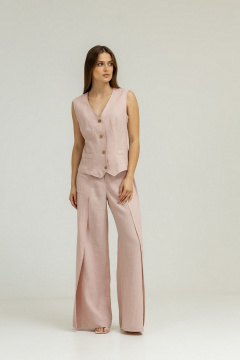 Жилет из льна с глубоким вырезом и пуговицами Atelero 1103П пудровый - фото 1