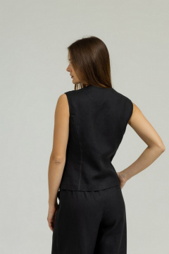 Жилет из льна с рельефами и глубоким вырезом Atelero 1103Ч черный - фото 4