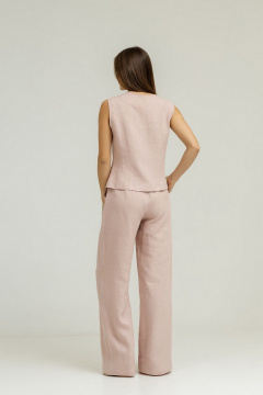 Комплект из брюк палаццо и льняного жилета для повседневной носки Atelero 1104П пудровый - фото 2