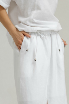 Белая льняная блуза с кулиской и юбка с разрезом Atelero 1105Б белый - фото 4