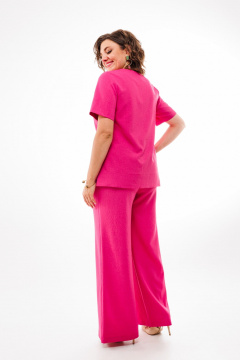 Розовый вискозный костюм с пуговицами: блуза и брюки Anelli 1401 малина - фото 4