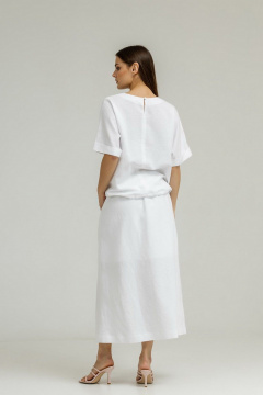 Белая льняная юбка с разрезом и резинкой на талии Atelero 1106Б белый - фото 2