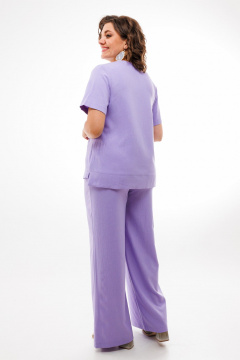 Фиолетовый вискозный костюм с пуговицами: блуза и брюки Anelli 1401 лаванда - фото 4