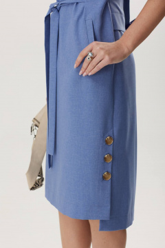 Льняное платье свободного силуэта из вискозы для летних прогулок Твой имидж 1817 голубой - фото 5