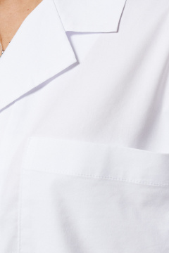 Повседневная хлопковая блуза с длинным рукавом и фигурным низом Панда 171440w белый - фото 4