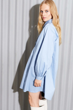 Демисезонное платье рубашечного кроя из хлопка с вышивкой Lokka 1256 голубой - фото 4