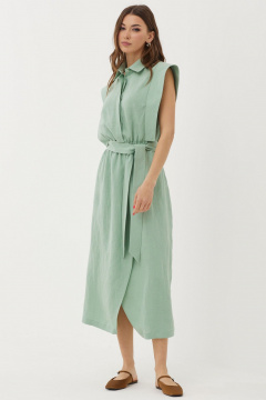 Летнее платье из льна с рельефами и кожаным поясом Lyushe 3765 - фото 2