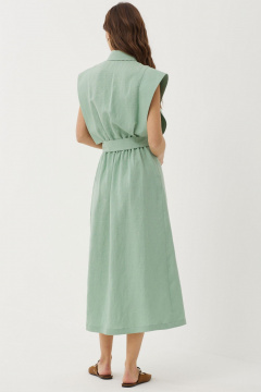Летнее платье из льна с рельефами и кожаным поясом Lyushe 3765 - фото 4