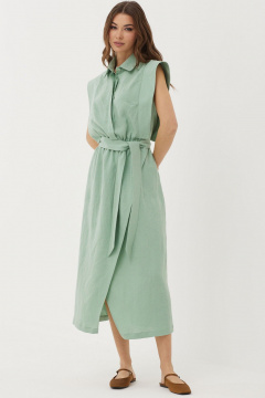 Летнее платье из льна с рельефами и кожаным поясом Lyushe 3765 - фото 3